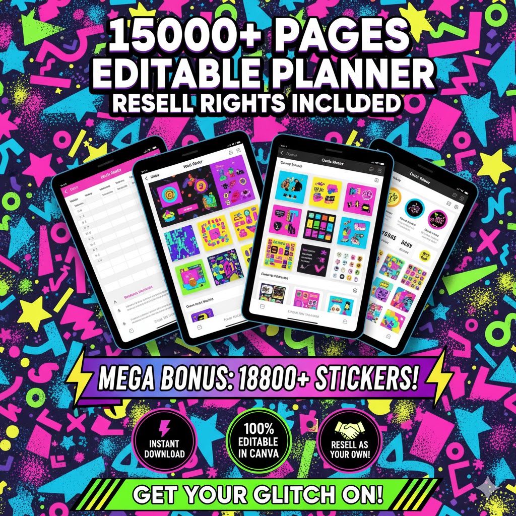 15,000+ PLR Planners, Journals & Trackers | Mega Editable Template Bundle | Instant Download, Customisable Daily, Weekly, Monthly Designs