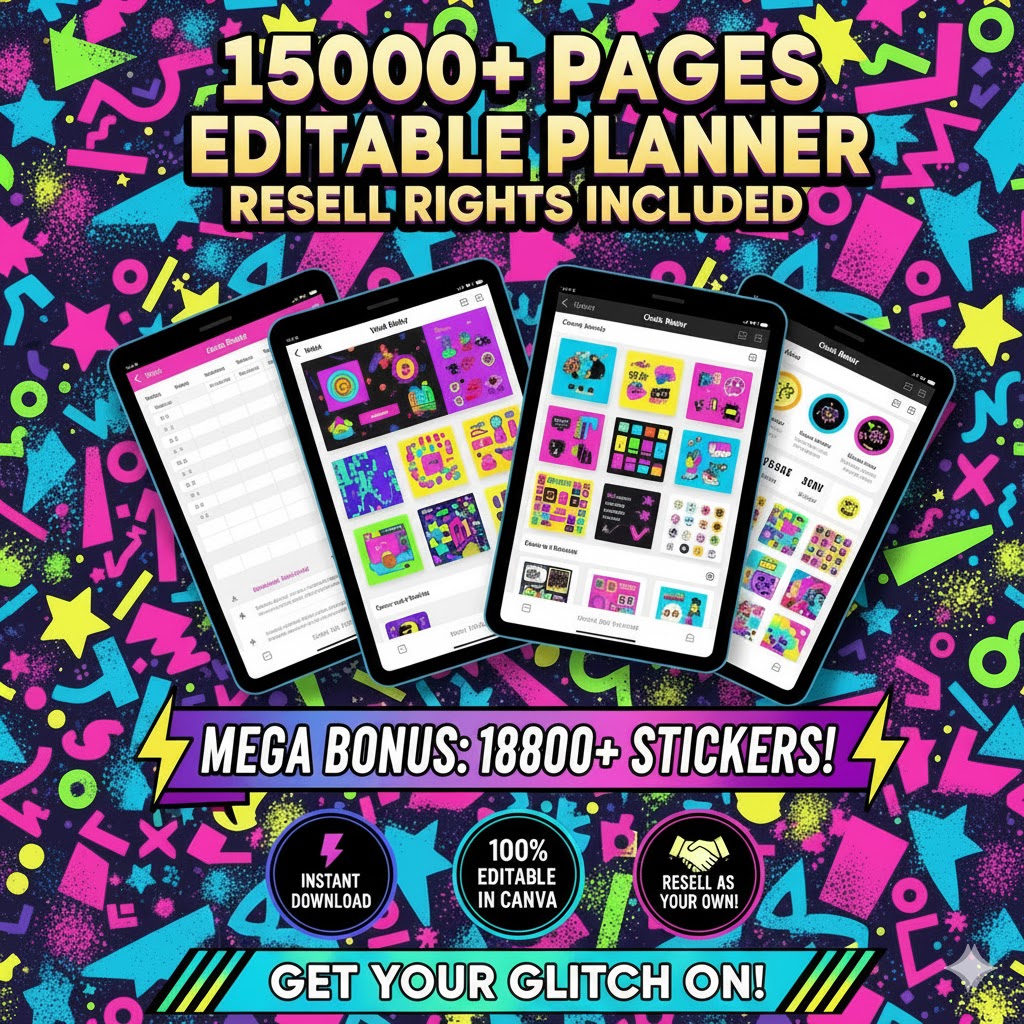 15,000+ PLR Planners, Journals & Trackers | Mega Editable Template Bundle | Instant Download, Customisable Daily, Weekly, Monthly Designs