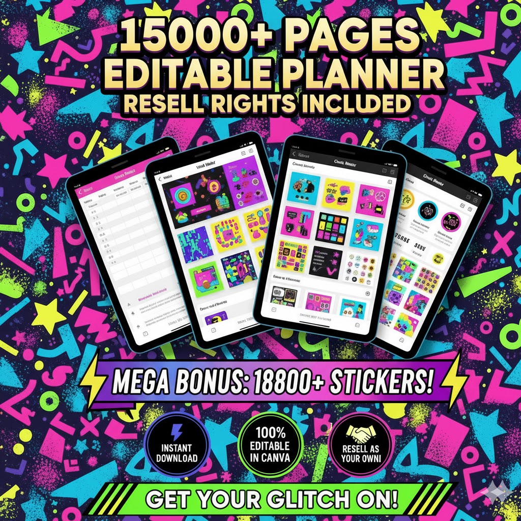 15,000+ PLR Planners, Journals & Trackers | Mega Editable Template Bundle | Instant Download, Customisable Daily, Weekly, Monthly Designs