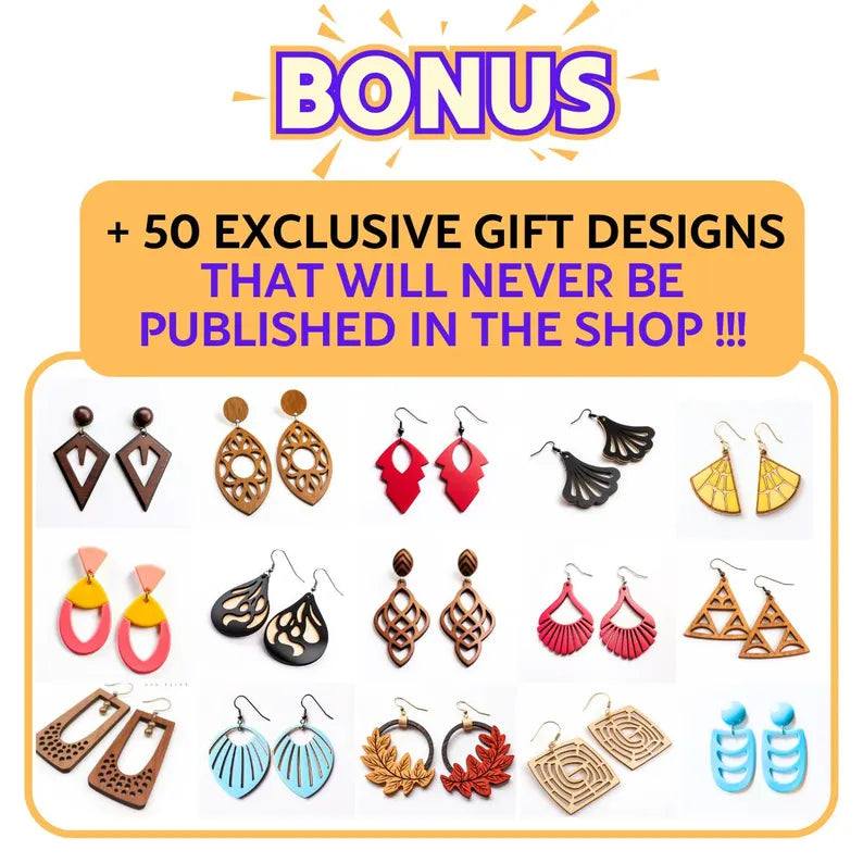 1700+ Earring SVG Laser Cut File Bundle, Boho, Geometric, Animal, Halloween, Floral Designs, Lifetime Access, Comercial License DIGITAL