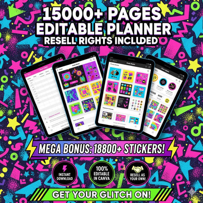 15,000+ PLR Planners, Journals & Trackers | Mega Editable Template Bundle | Instant Download, Customisable Daily, Weekly, Monthly Designs