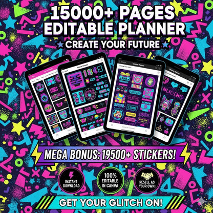 15,000+ PLR Planners, Journals & Trackers | Mega Editable Template Bundle | Instant Download, Customisable Daily, Weekly, Monthly Designs