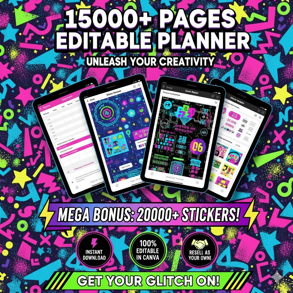15,000+ PLR Planners, Journals & Trackers | Mega Editable Template Bundle | Instant Download, Customisable Daily, Weekly, Monthly Designs