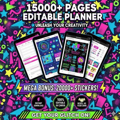 15,000+ PLR Planners, Journals & Trackers | Mega Editable Template Bundle | Instant Download, Customisable Daily, Weekly, Monthly Designs