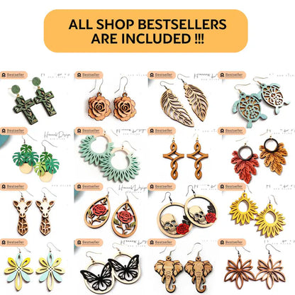 1700+ Earring SVG Laser Cut File Bundle, Boho, Geometric, Animal, Halloween, Floral Designs, Lifetime Access, Comercial License DIGITAL
